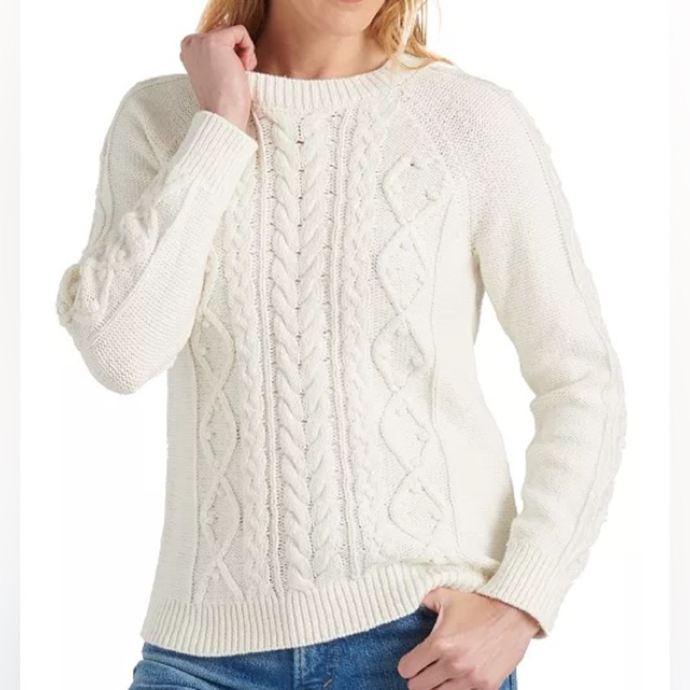 NWT Lucky Brand Women's Cable Knit Scoop Neck Sweater